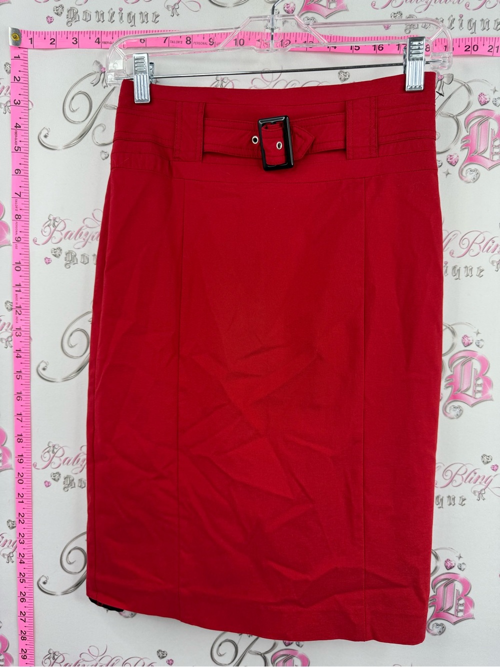 le chateau skirt retro belted pin up girl Red Belted Pencil Skirt